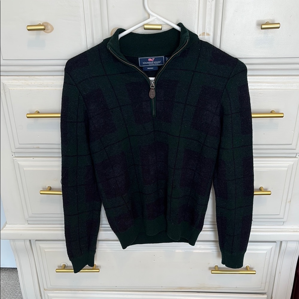 Vineyard Vines Kids Black Checkered Zip-Up Jacket